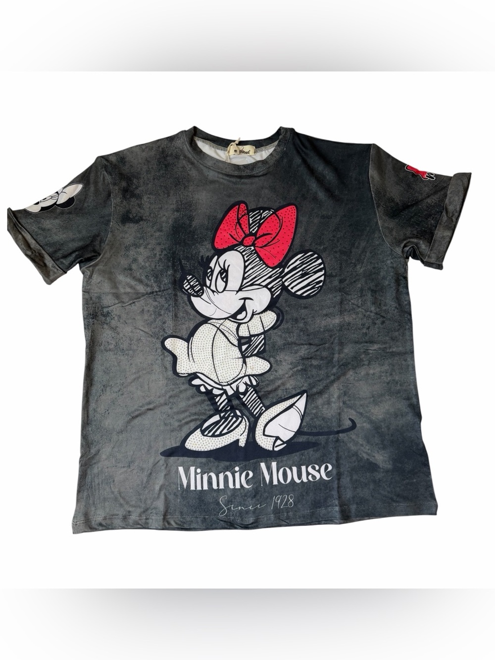 Disney Minnie Mouse Black Tee with Red Bow Graphic - Picture 3 of 7